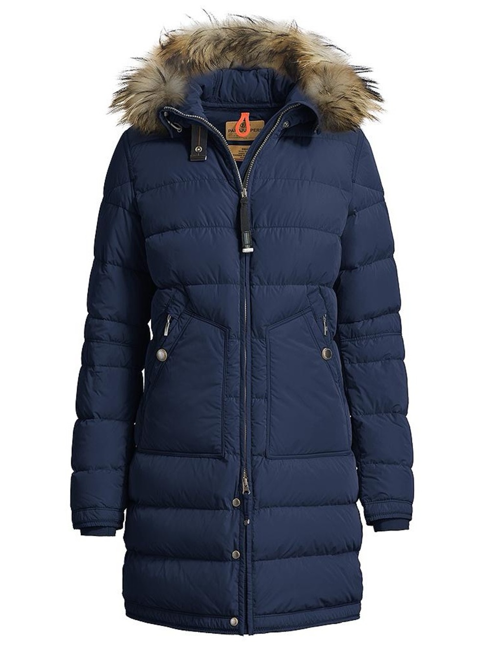 Parajumpers Women's Long Puffer Coat with Fur Hood - Navy